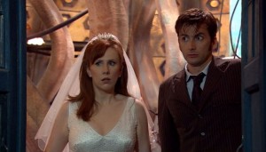 Donna and the Doctor in the TARDIS