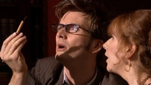 The Doctor and Donna examine Morphic Residue