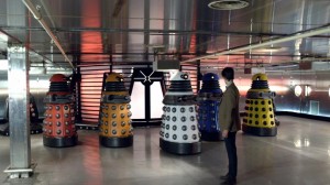 Matt Smith faces off against 5 multicolored Daleks