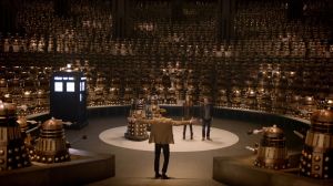 The Doctor talking to the Dalek Senate